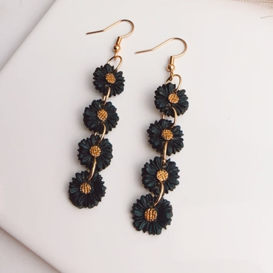 Black Daisy Dangles