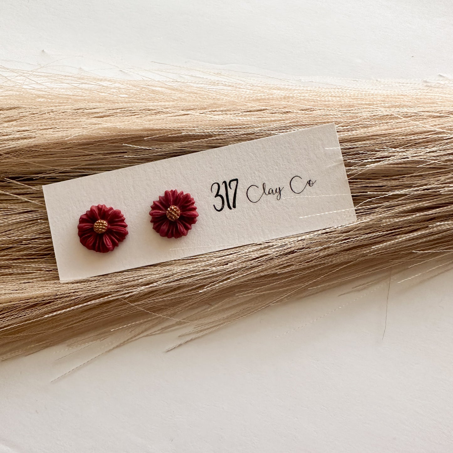 Flower Studs - Maroon