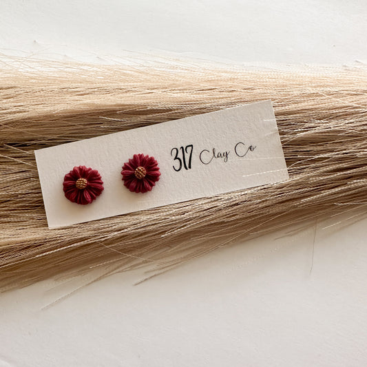 Flower Studs - Maroon